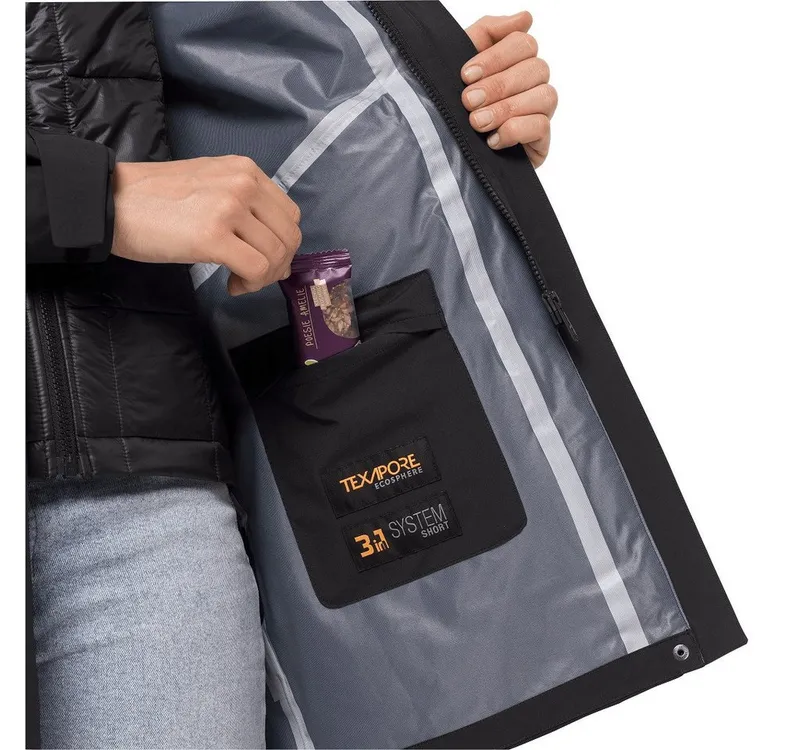 Jack Wolfskin Jack Wolfskin Wintermantel Silent Wisper Parka (wasser- und winddicht, PFC-frei) schwarz Damen, Schwarz, – Produktbild 3 von 6