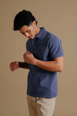 Trendsplant Trendsplant Organic Pigment Dyed Polo Shirt Beacon Blue – Produktbild 1 von 1
