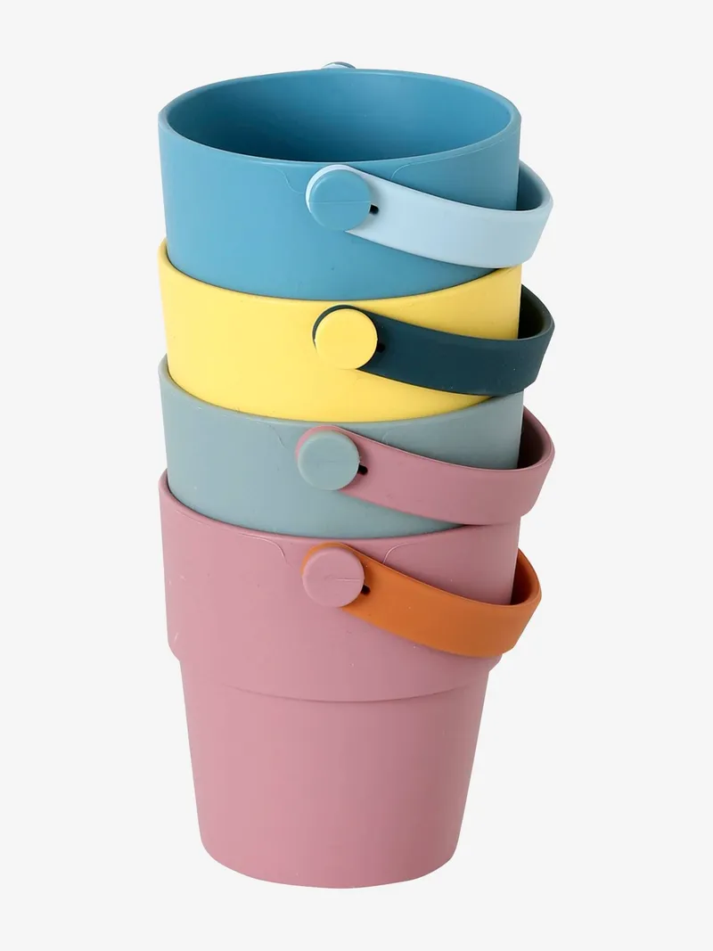 Vertbaudet 4er-Set Baby Badewannen-Eimer aus Silikon, Mehrfarbig, – Produktbild 1 von 3