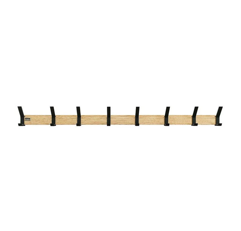 Home Deluxe Home Deluxe Garderobenleiste STRIPE inkl. Haken, Magnete und Bilderregal (8 St), wahlweise 5 oder 8 Edelstahlhaken, Wandgarderobe, Hakenleiste, Braun, – Produktbild 1 von 5