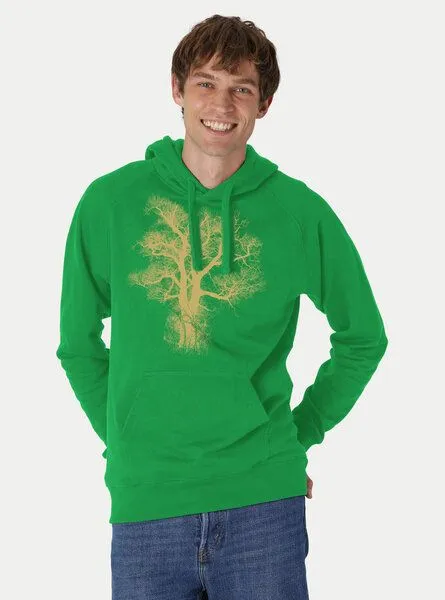 Peaces.bio - handbedruckte Biomode Peaces.bio - handbedruckte Biomode Bio-Herren-Kapuzensweater Chestnut, Grün, – Produktbild 1 von 3