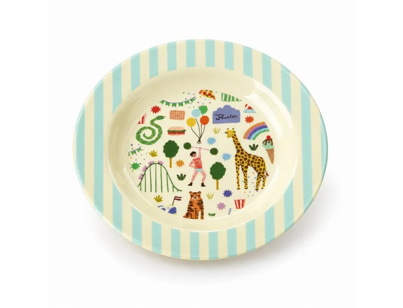 RICE RICE Teller Kinderteller 20cm Creme Mint Melamin tiefer Teller für Kinder, Grün, – Produktbild 1 von 5