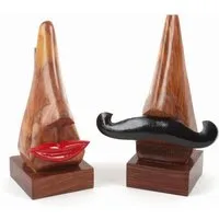 El Puente El Puente Brillenhalter "Mr. und Ms. Nose", 2er-Set | Fair Trade & Handmade aus Indien, Natur, – Produktbild 1 von 1