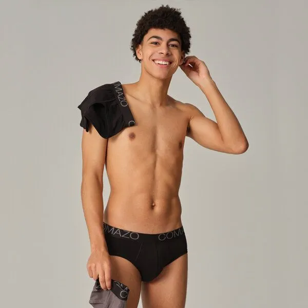 comazo|earth comazo|earth Fairtrade Retro-Slip 3-er Pack | GOTS zertifiziert, Schwarz/anthrazit mix, – Produktbild 2 von 4
