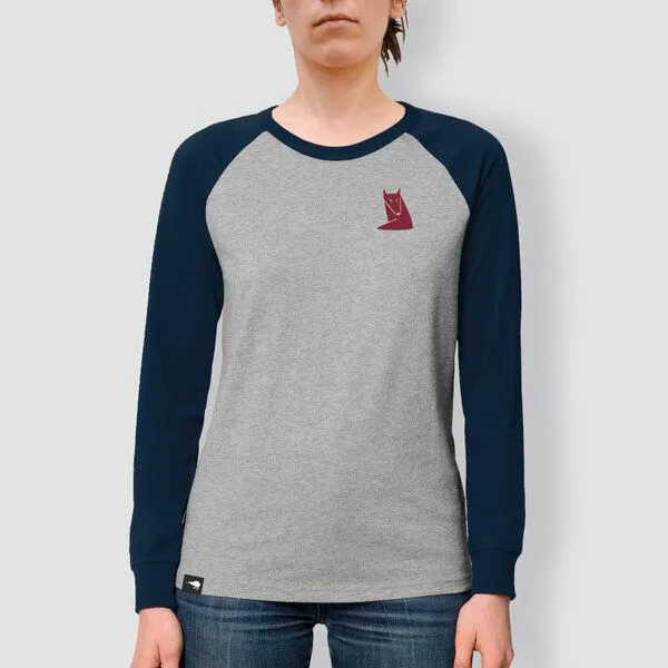 little kiwi little kiwi Frauen Langarm-T-Shirt, "Fuchs", Heather grey/navy (navy), – Produktbild 1 von 1
