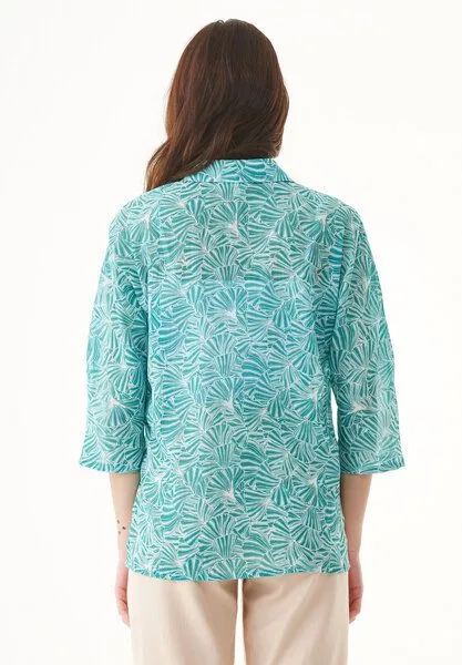ORGANICATION ORGANICATION Hemdbluse aus Bio-Baumwoll-Voile, Grün((emerald flower), – Produktbild 4 von 4
