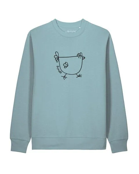 watapparel watapparel Sweatshirt Unisex Le poulet - das Huhn, Pebble blue, – Produktbild 1 von 2