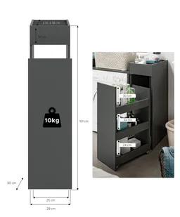 xonox.home Waschbeckenunterschrank Badezimmer Kommode, Ausziehregal l Free, anthrazit (1-St) Badschrank,Standregal,Breite 25 cm,variabel stellbar – Produktbild 1 von 1