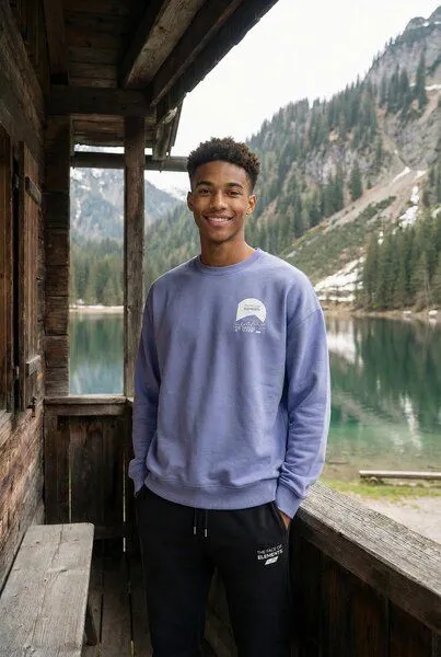 THE FACE OF ELEMENTS The Face of Elements Mount Fuji Ultra Trail - Relaxed Fit Sweatshirt aus 100% Bio-Baumwolle, Violet (lila), – Produktbild 2 von 4