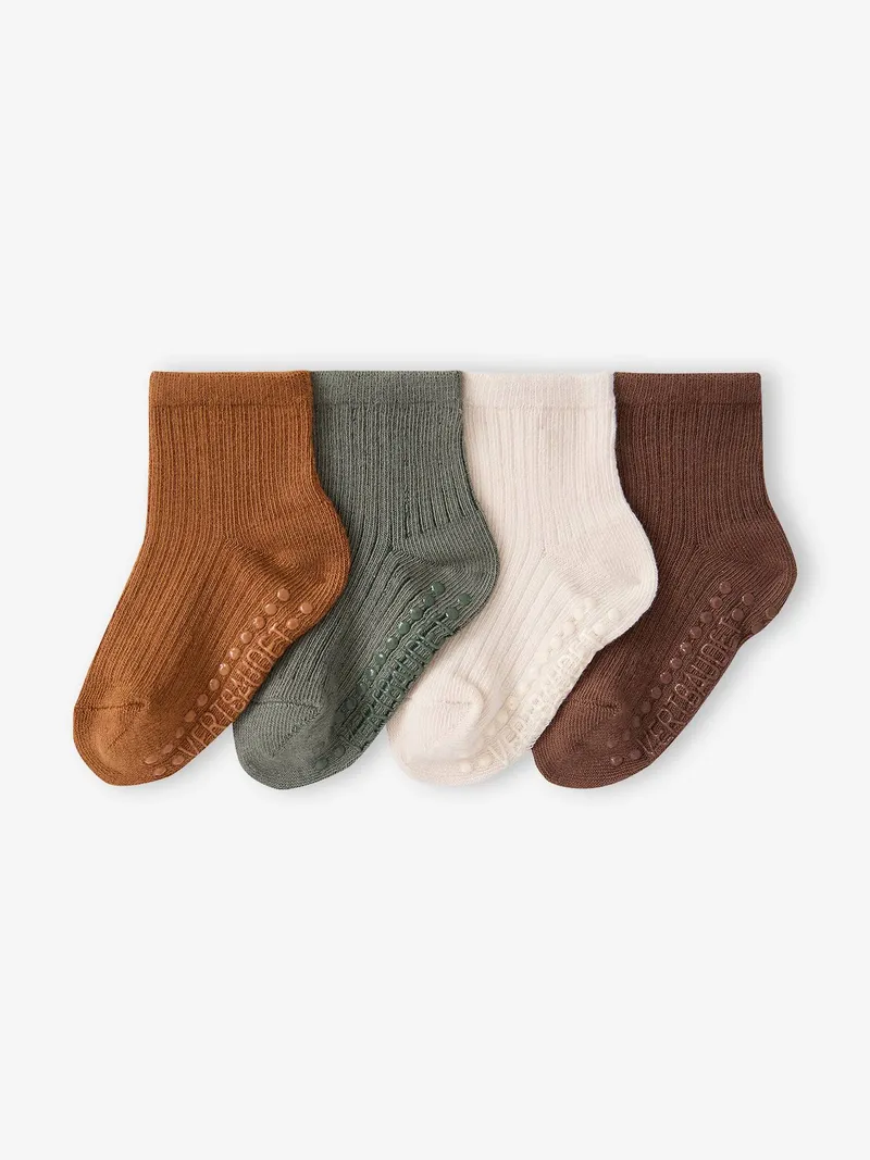 Vertbaudet 4er-Pack Baby Stoppersocken BASIC, Hellbraun, – Produktbild 1 von 2