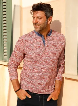 marco donati Langarm-Shirt rostrot-gemustert – Produktbild 1 von 1
