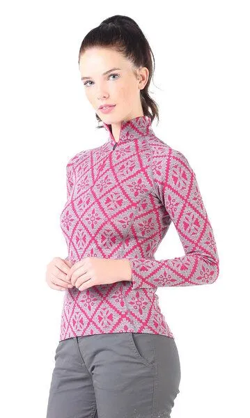 Woolona Woolona Langarmshirt - VENUS - 100% Merinowolle (Zip), Pink, – Produktbild 3 von 4