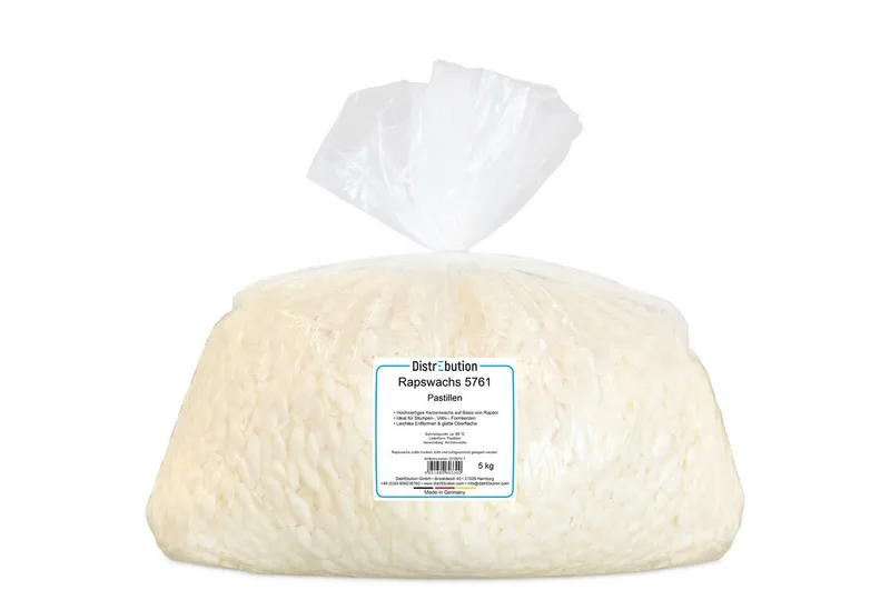 DistrEbution Bastelnaturmaterial Rapswachs Pastillen, Kerzenwachs 1–25 kg Veganes, pflanzliches Wachs, Kerzen gießen, ideal für Stumpenkerzen, Strukturkerzen & Motivkerzen – Produktbild 2 von 7