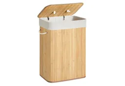 SONGMICS SONGMICS Wäschekorb mit Deckel, Wäschesammler aus Bambus, faltbar, für Waschküche, 72 Liter, Wäschesack herausnehmbar und maschinenwaschbar, 40x30x61 cm – Produktbild 1 von 1