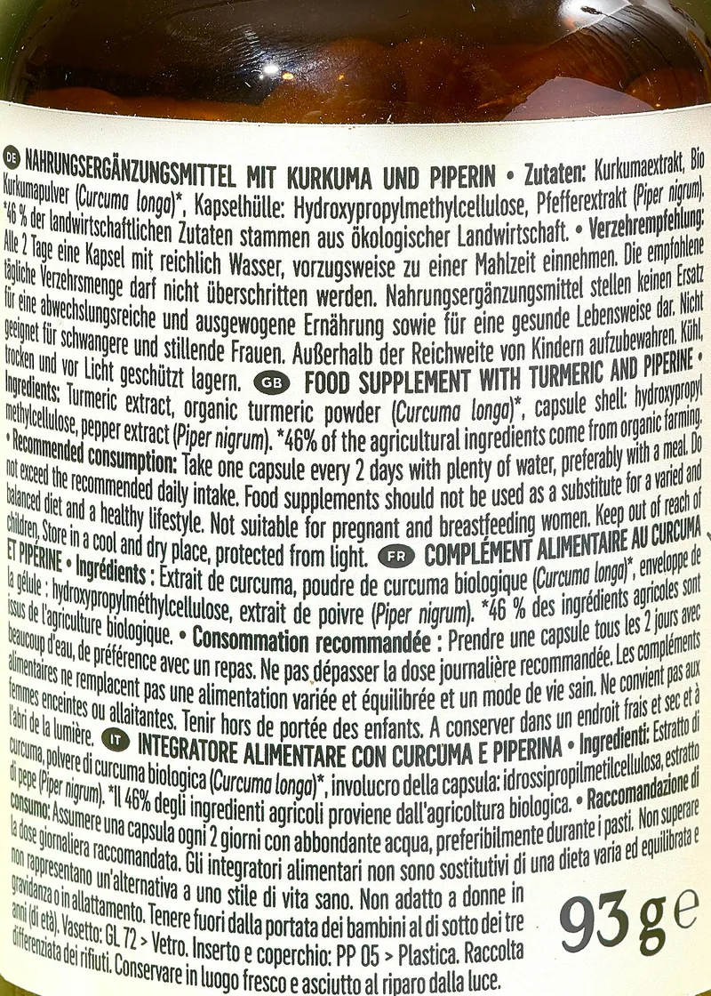 KoRo Kurkuma Extrakt mit Piperin aus schwarzem Pfeffer Kapseln 120 Stück – Produktbild 5 von 5