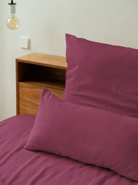 erlich textil erlich textil Michel Kopfkissenbezug aus Bio-Baumwolle, Leinen Mix, made in Europe, Waldbeere, – Produktbild 6 von 7