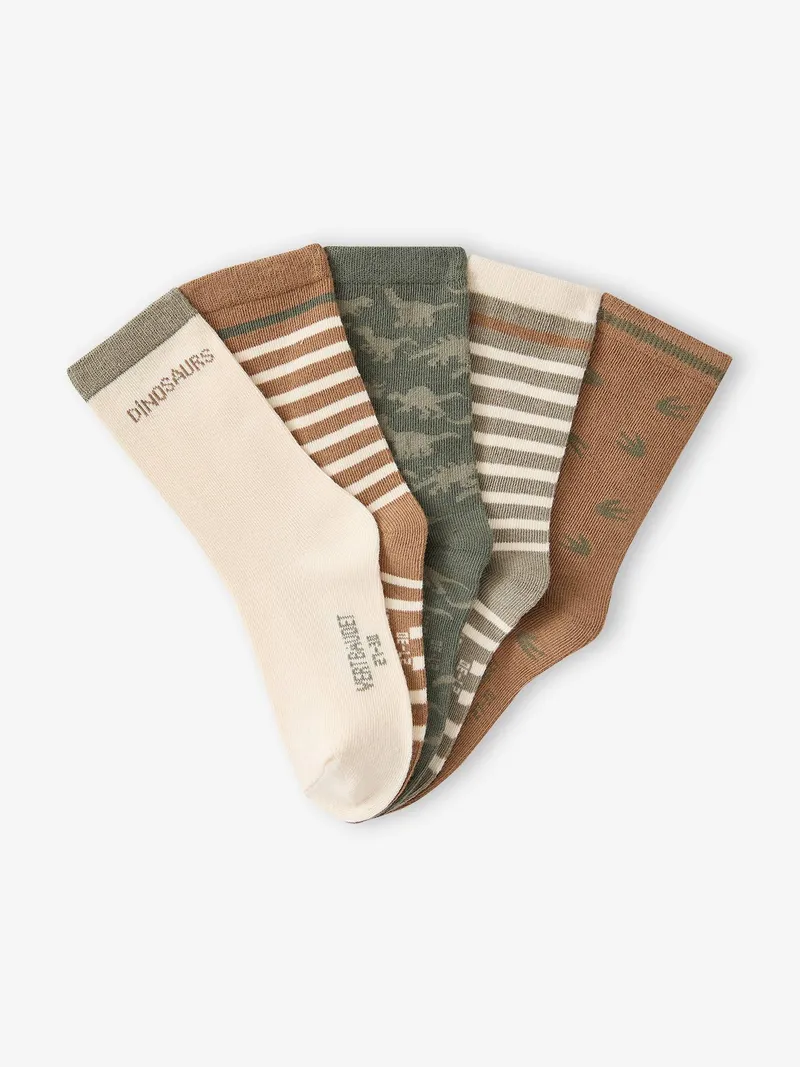 Vertbaudet 5er-Set Socken DINO Jungen, Beige, – Produktbild 2 von 2