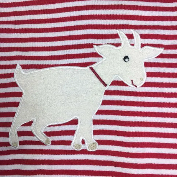 Pat und Patty Pat und Patty Gestreiftes Kinder Langarmshirt aus Bio-Baumwolle „Ziege“ rot/weiss ,ZIG-8 – Produktbild 1 von 4