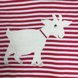 Pat und Patty Pat und Patty Gestreiftes Kinder Langarmshirt aus Bio-Baumwolle „Ziege“ rot/weiss ,ZIG-8 – Produktbild 1 von 1
