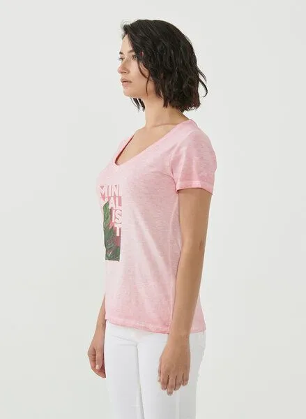 ORGANICATION ORGANICATION Cold Pigment Dyed T-Shirt aus Bio-Baumwolle mit Print, Carnation pink, – Produktbild 3 von 4