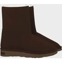 The New Orchard Damen vegan Stiefel Classic Medium Schokoladenbraun/Weiß Kunstfell – Produktbild 1 von 1