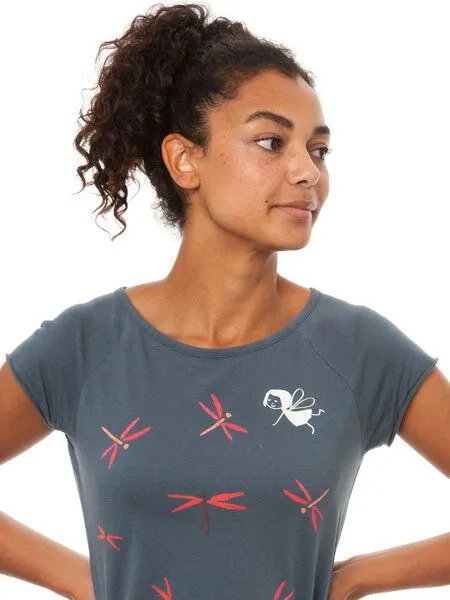 FellHerz FellHerz Damen T-Shirt Libellenmädchen Bio Fair, Thundercloud (blau), – Produktbild 4 von 4