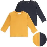 People Wear Organic People Wear Organic Langarmshirt, 2er Pack, uni gelb und dunkelblau, Bio-Baumwolle – Produktbild 1 von 1