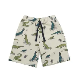 Walkiddy Walkiddy Kinder Shorts GOTS-zertifiziert aus Bio-Baumwolle hellbeige mit Krokodil-Motiv – Produktbild 1 von 1
