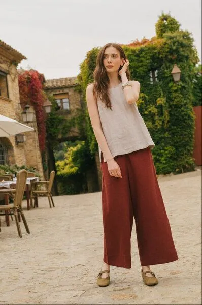 AmourLinen AmourLinen Leinenhose Tokyo, Terracotta (rot), – Produktbild 3 von 3