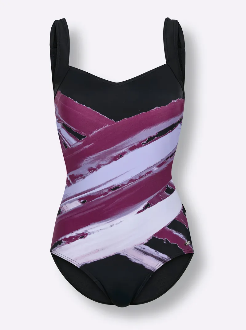 feel good Badeanzug schwarz-lila, Schwarz-lila, – Produktbild 1 von 2