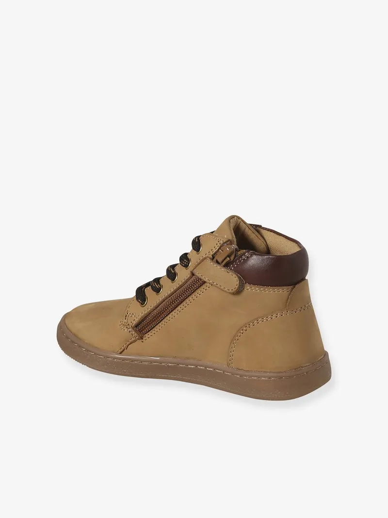 Vertbaudet Vertbaudet Boots aus Leder mit kontrastierendem Schaft und Zierschnürung für Kinder, Beige, – Produktbild 3 von 4