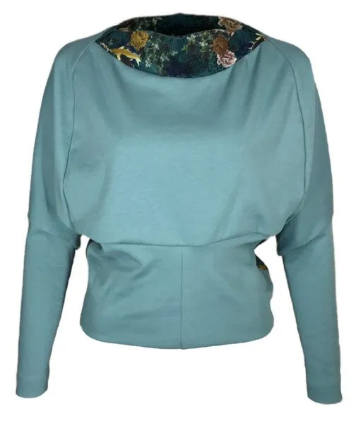FORMAT FORMAT Pulli, Longsleeve CIRC sweater, Blaugrün (fish & flowers), – Produktbild 2 von 3