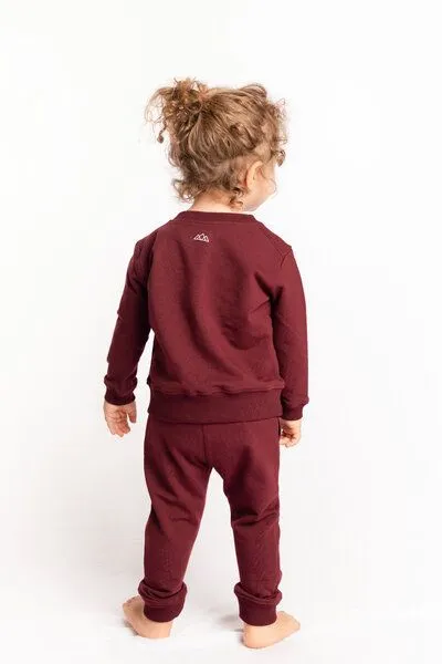 M23 M23 Kinder Jogginghose aus Biobaumwolle, Modell "Luke", Bordeauxrot, – Produktbild 1 von 4