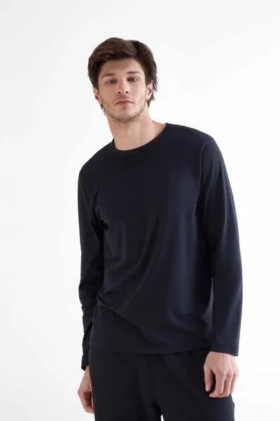 True North True North Herren Langarmshirt aus Bio-Baumwolle Rundhalsausschnitt T-Shirt 2110, Schwarz, – Produktbild 2 von 4