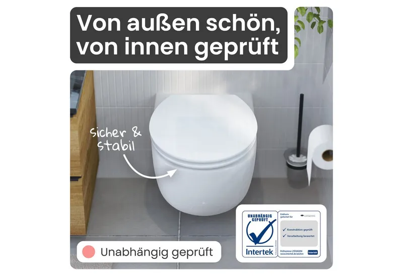 instmaier WC-Sitz Gaia Holz Toilettendeckel, weiß matt, mit doppelter Absenkautomatik, Weiß, – Produktbild 5 von 5