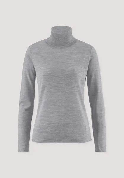 hessnatur hessnatur Strick Rollkragen Pullover Slim aus reiner Bio-Merinowolle, Hellgrau, – Produktbild 4 von 4