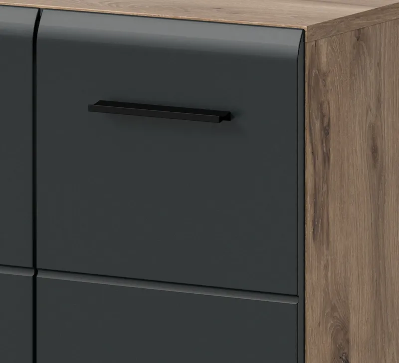 Inn.Furn Badkommode Cover (Badschrank in Schwarz und Eiche, 2-türig, 60 x 80 cm), mit viel Stauraum, Schwarz, – Produktbild 1 von 5