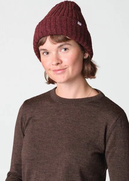 Klitmøller Collective Klitmøller Collective Melierter Beanie aus Wolle, Burgundy (rot), – Produktbild 2 von 2