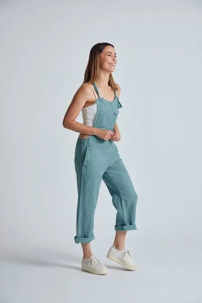 Flax and Loom Flax and Loom Leinen Latzhose Mary Lou, Retro blue (grün), – Produktbild 4 von 8