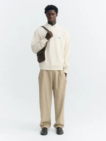 thinking mu thinking mu Herren Sweatshirt - Sol Contrast Leon Sweatshirt, Pannacota (offwhite), – Produktbild 2 von 3