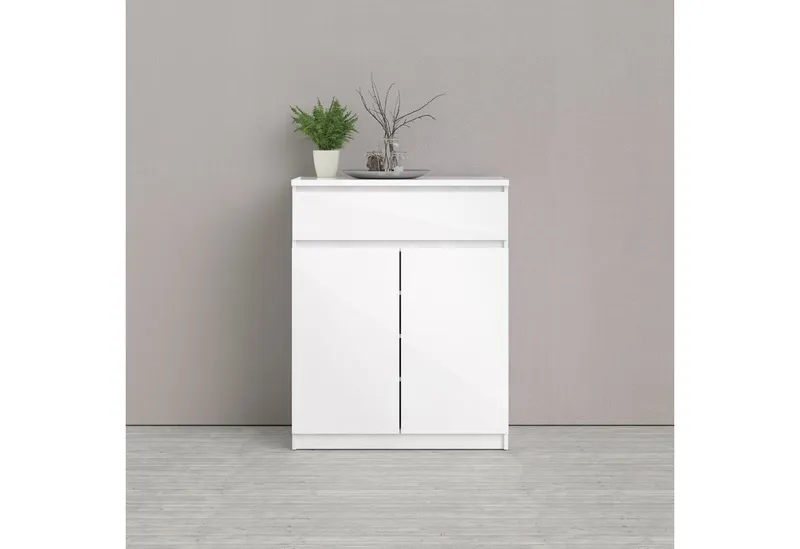 Home affaire Kommode Naia, abgerundete Schubladenkanten auf Metallgleiter, Breite 80,2 cm, Weiß, – Produktbild 1 von 5