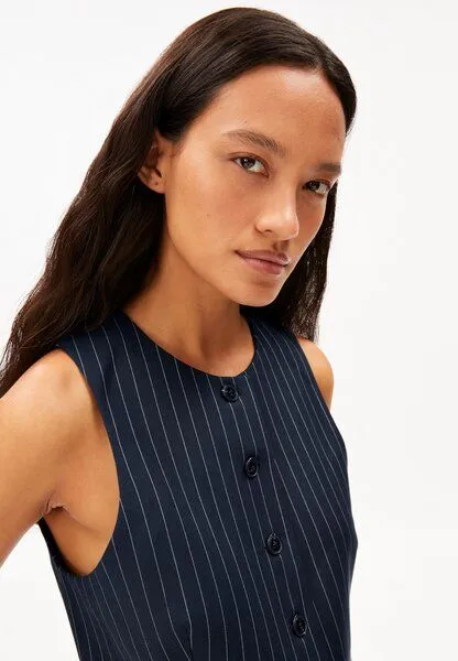 ARMEDANGELS ARMEDANGELS LONG PINSTRIPE Damen Weste aus TENCEL Lyocell Mix, Night sky-white, – Produktbild 3 von 4