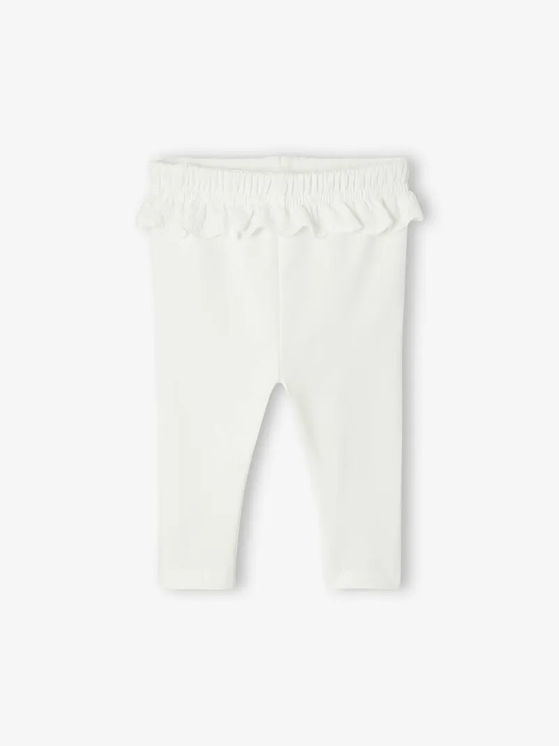 Vertbaudet Jersey-Leggings mit Volants Mädchen Baby, Wollweiß, – Produktbild 1 von 2