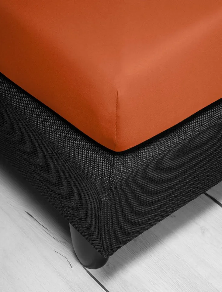 irisette irisette Spannbettlaken Jupiter 8, Mako-Jersey, Gummizug: rundum, (1 Stück), aus Baumwolle, für Matratzen bis 25 cm Höhe, Bettlaken, Spannbetttuch, Orange, – Produktbild 2 von 8