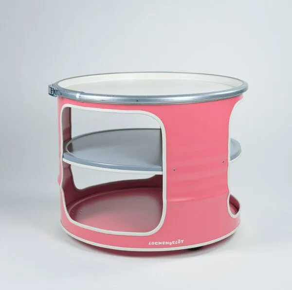 Lockengelöt Lockengelöt Bob Couchtisch aus einem Hamburger Ölfass, Altrosa (gepulvert), – Produktbild 2 von 3