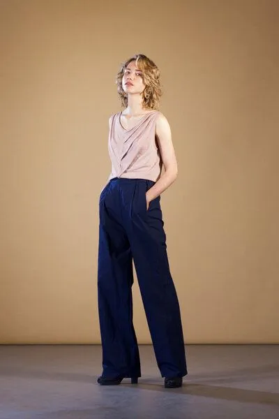 FORMAT FORMAT CASE pants, plain, Blau(dunkelblau), – Produktbild 1 von 2