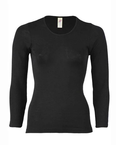 Engel natur Engel Natur Damen Unterhemd Langarm Wolle Seide schwarz Gr. 38/40, Schwarz, – Produktbild 3 von 5