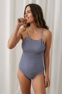 TWOTHIRDS TWOTHIRDS Damen vegan Badeanzug Portrush Vichy Schwarz – Produktbild 1 von 1