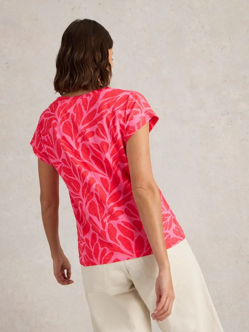 White Stuff T-Shirt Nelly mit Keilausschnitt - 52, Mittelrosa, – Produktbild 4 von 4