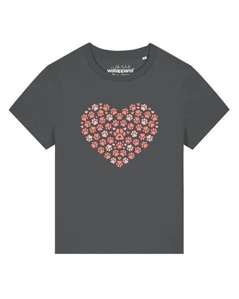 watapparel watapparel T-Shirt Frauen Pfotenliebe 02, Anthracite, – Produktbild 1 von 2